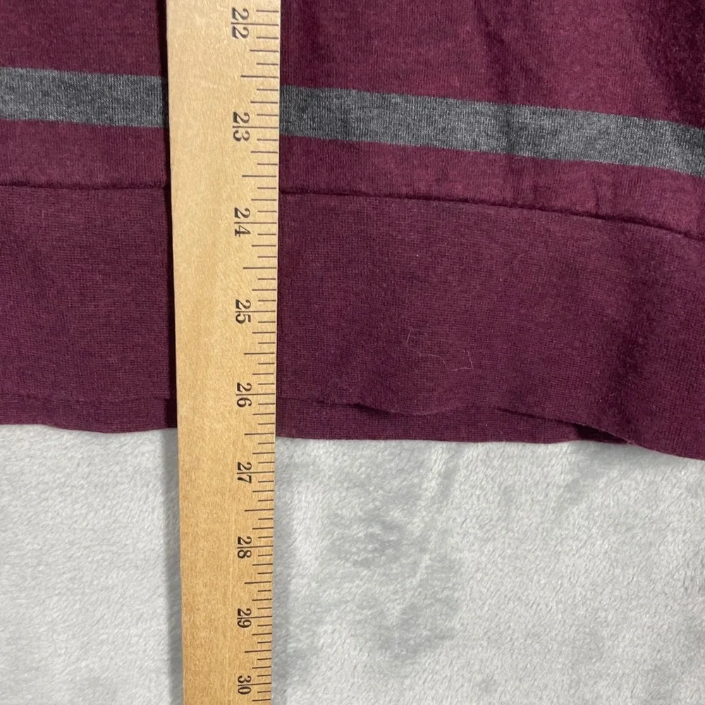 Polo Ralph Lauren Mens Medium Burgundy Grey Striped Quarter Zip Pullover Sweater